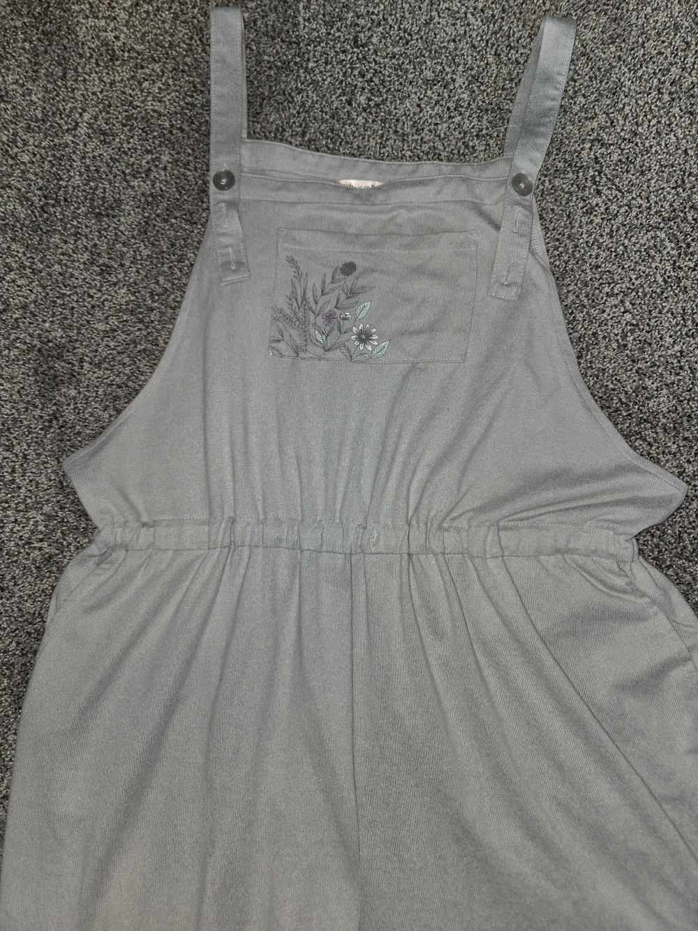 La Vie en Rose Light Gray Floral Knit Overalls - Picture 5 of 9